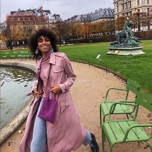 Khaki faux suede trench coat